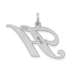 Sterling Silver 925 Fancy Script Initial H Charm with Rhodium Plating