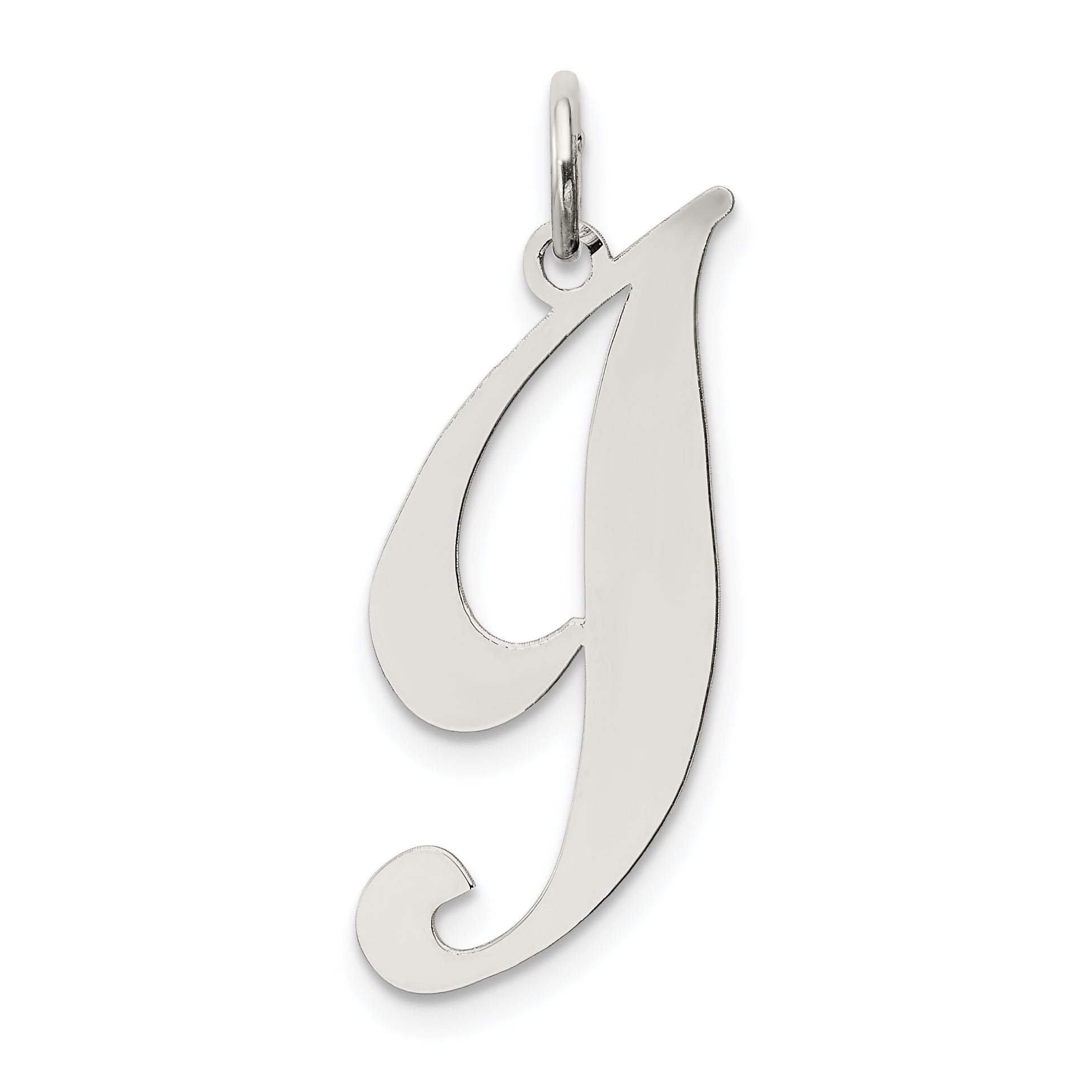 Sterling Silver Rhodium-plated Fancy Script Letter I Initial Charm Main image
