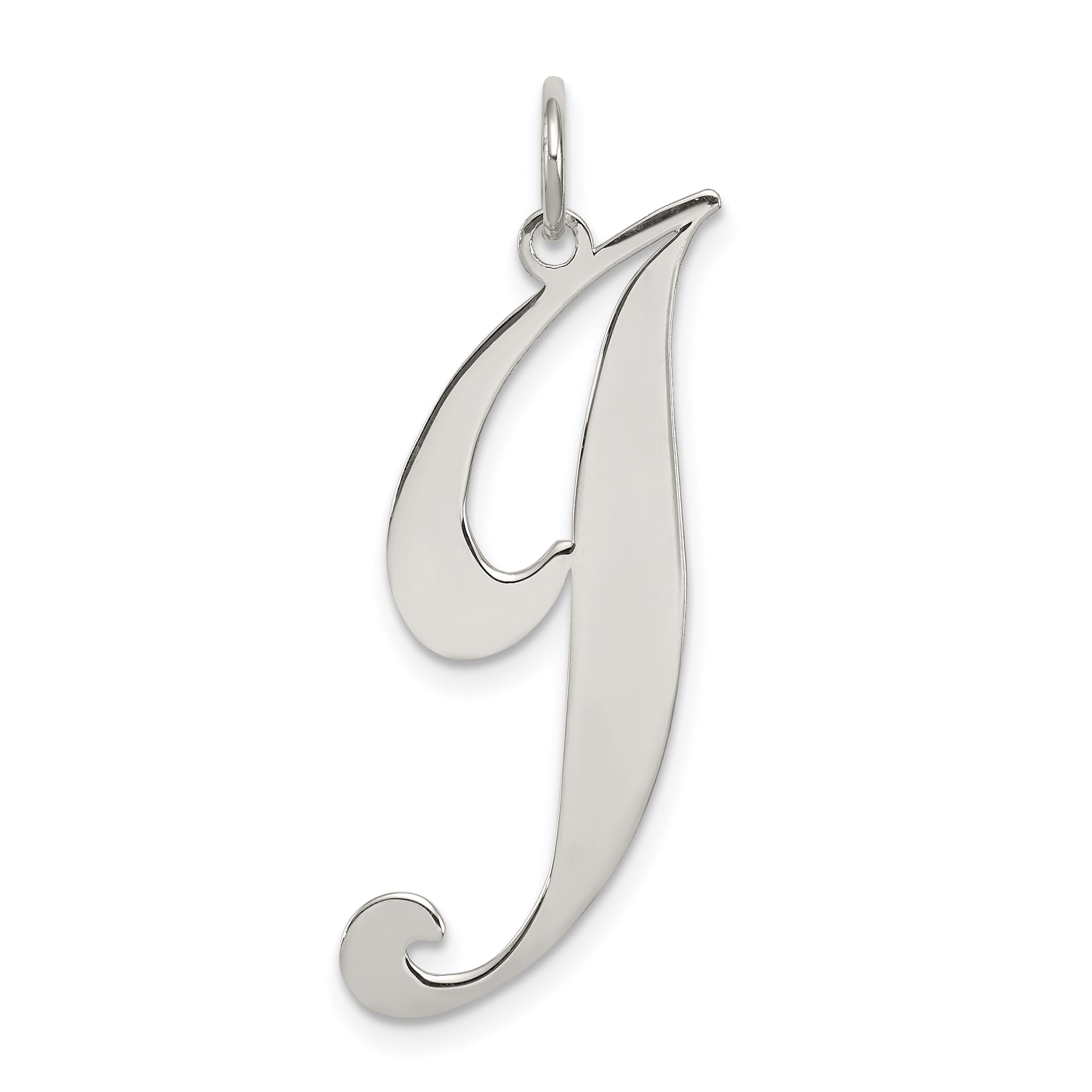 Sterling Silver Rhodium-plated Fancy Script Letter J Initial Charm Main image