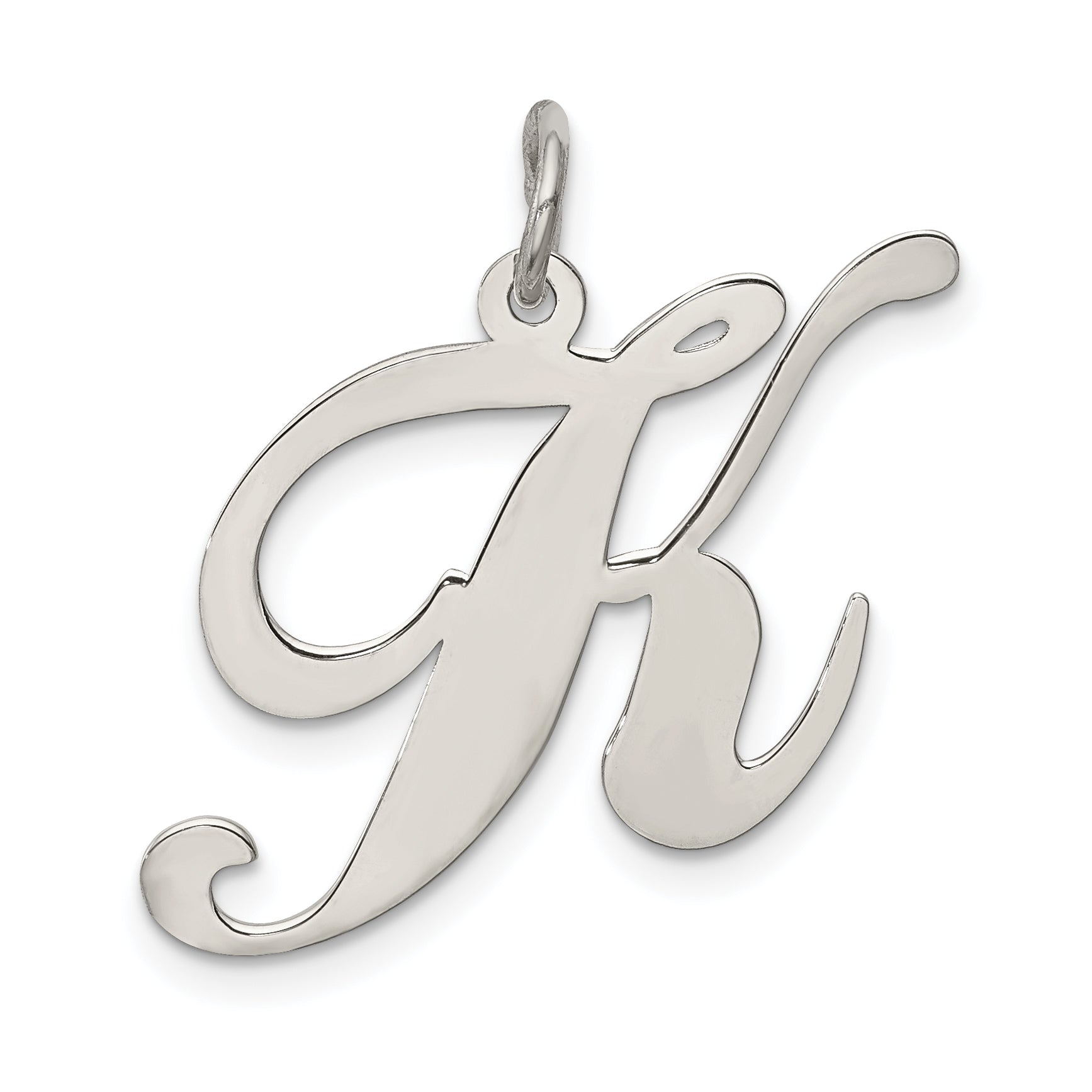 Sterling Silver Rhodium-plated Fancy Script Letter K Initial Charm Main image