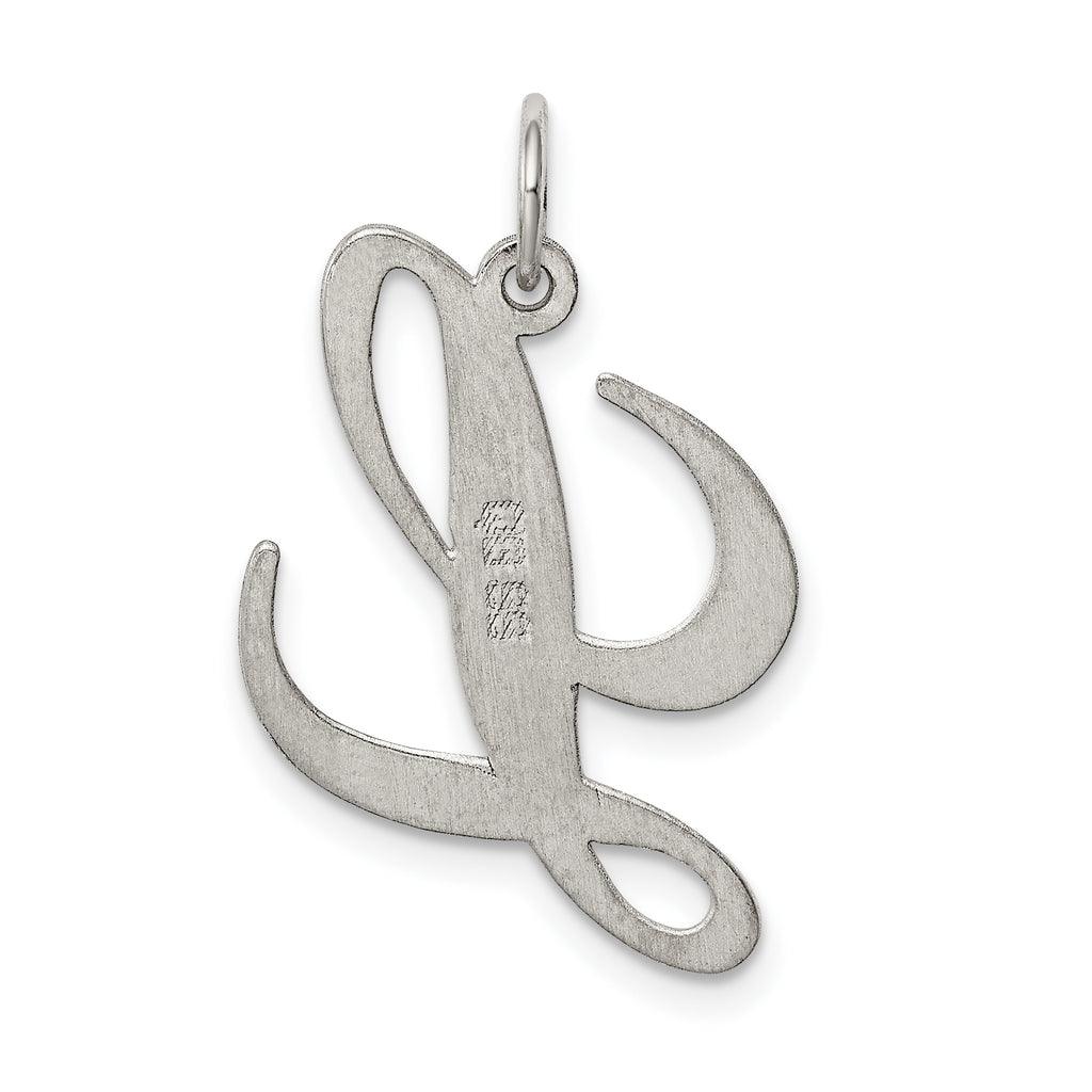 Sterling Silver 925 Script L Charm with Rhodium Plating Elegant Style