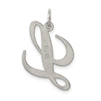 Sterling Silver 925 Script L Charm with Rhodium Plating Elegant Style