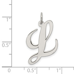 Sterling Silver 925 Script L Charm with Rhodium Plating Elegant Style