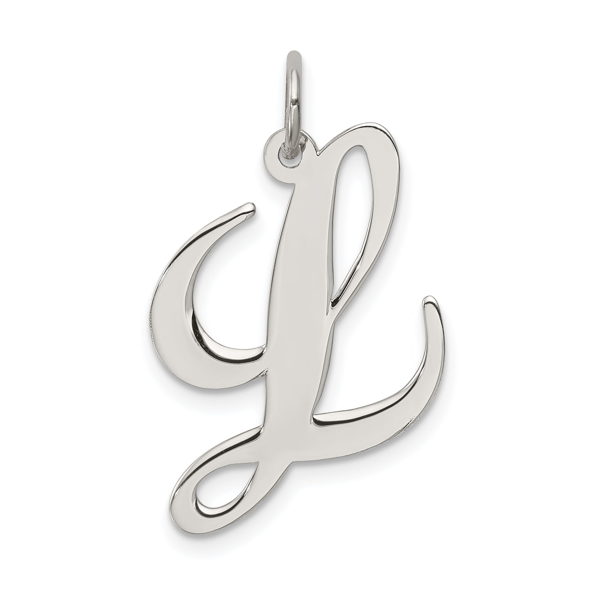 Sterling Silver Rhodium-plated Fancy Script Letter L Initial Charm Main image
