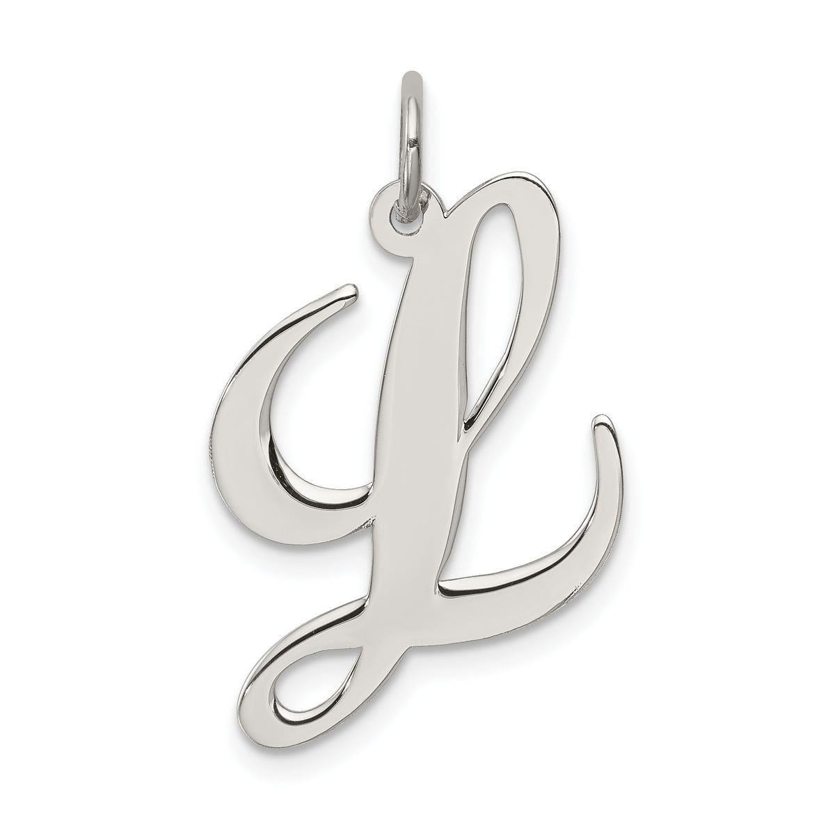 Sterling Silver Rhodium-plated Fancy Script Letter L Initial Charm