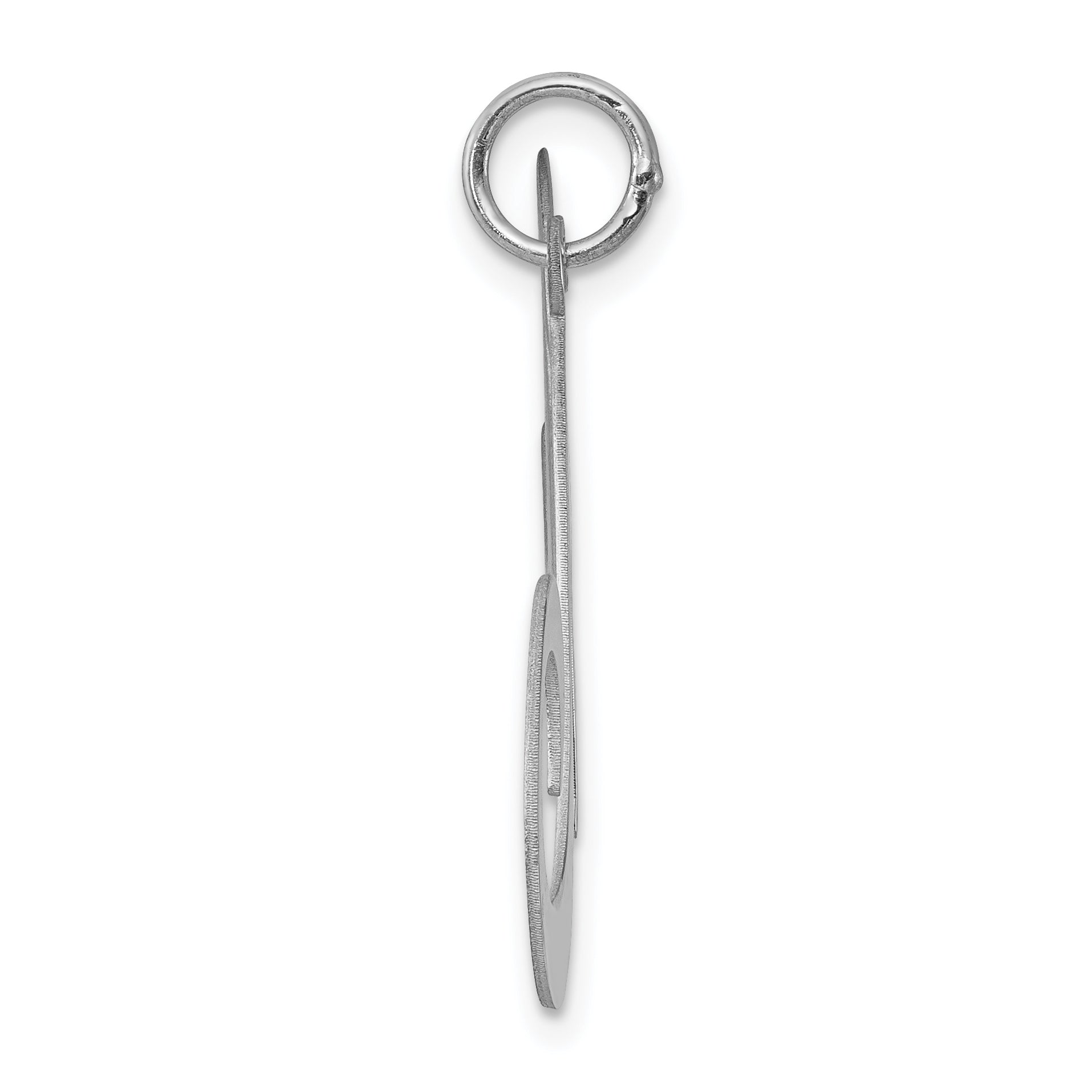 Sterling Silver Rhodium-Plated Large Initial M Charm Elegant Design