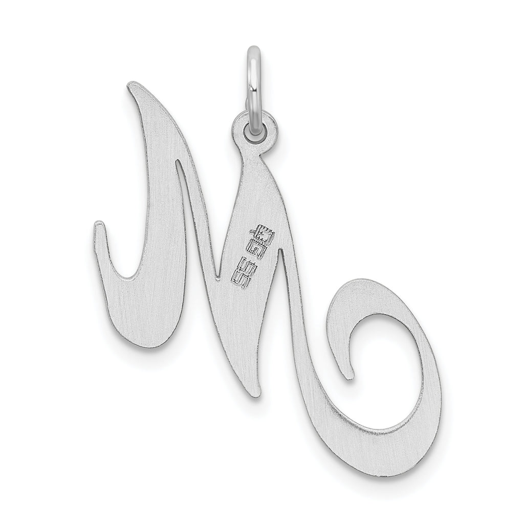 Sterling Silver Rhodium-Plated Large Initial M Charm Elegant Design