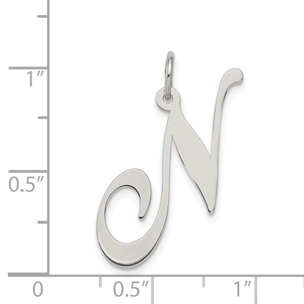 Sophia Jewelers Sterling Silver Rhodium-Plated Large Initial N Charm