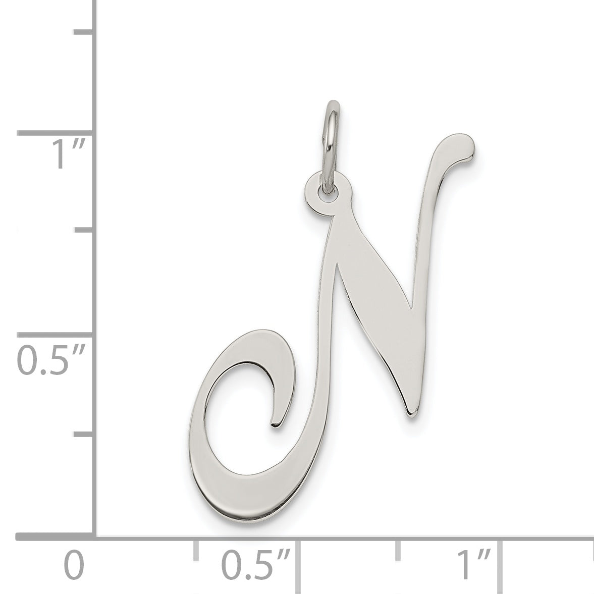 Sophia Jewelers Sterling Silver Rhodium-Plated Large Initial N Charm
