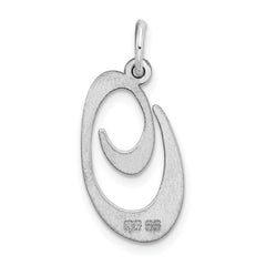 Sterling Silver 925 Initial Charm with Rhodium Plating Elegant Large Design