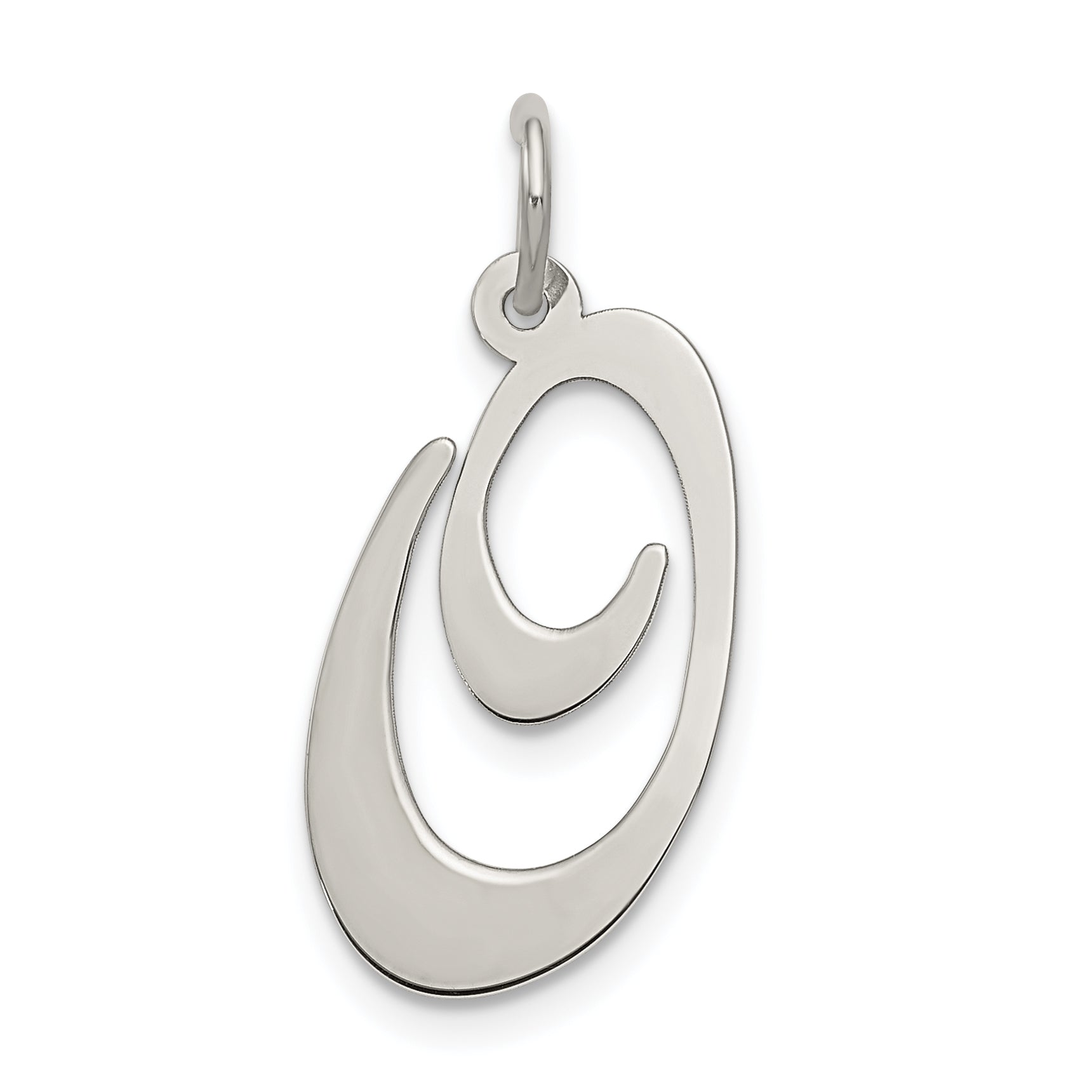 Sterling Silver Rhodium-plated Fancy Script Letter O Initial Charm Main image