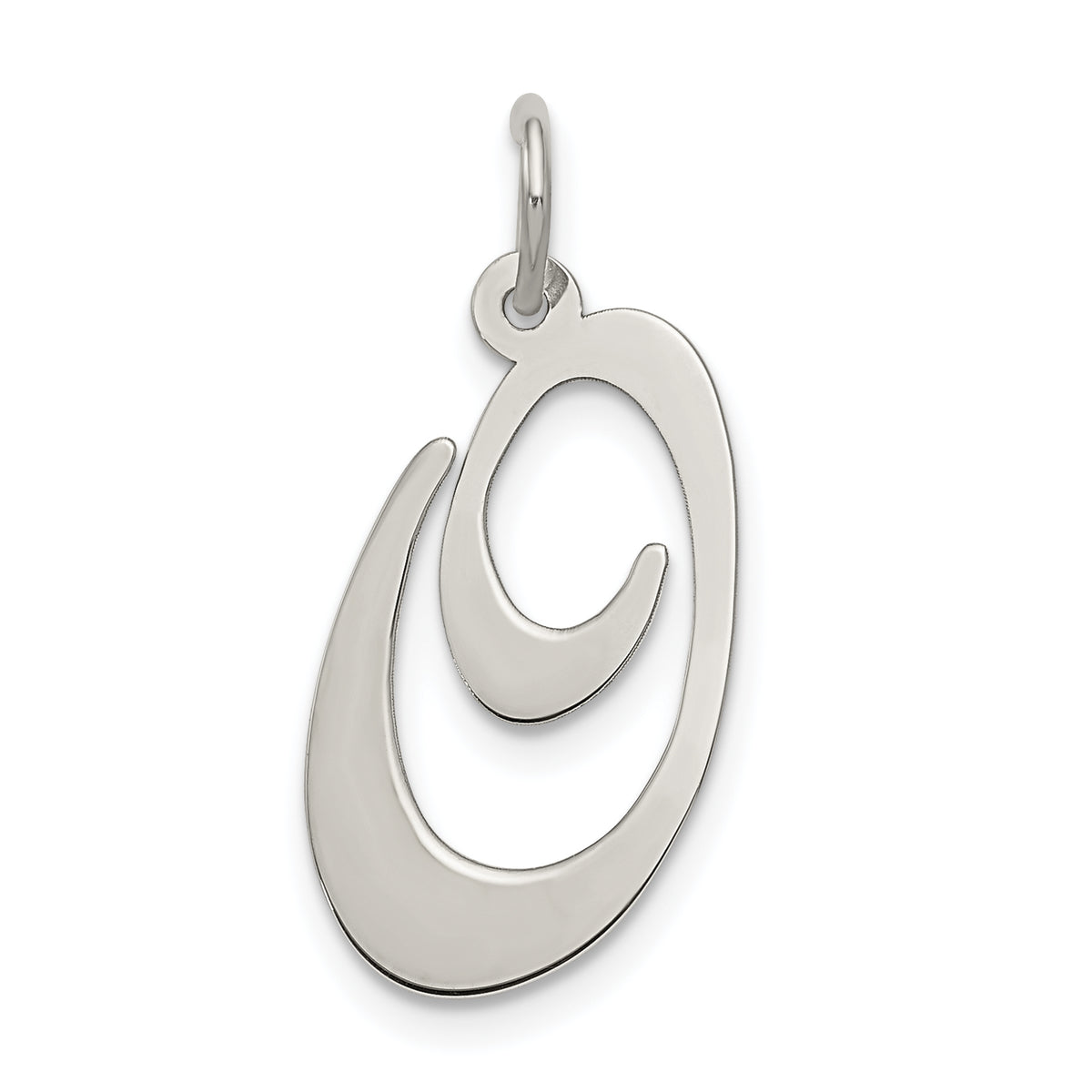 Sterling Silver Rhodium-plated Fancy Script Letter O Initial Charm
