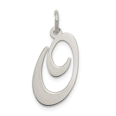 Sterling Silver Rhodium-plated Fancy Script Letter O Initial Charm