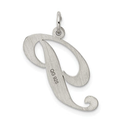 Sterling Silver 925 Initial P Charm with Rhodium Plating