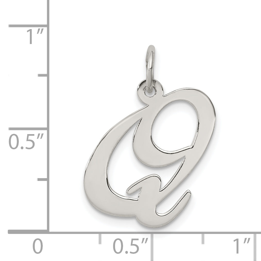 Sterling Silver Rhodium-Plated Initial Q Charm Elegant Large Design