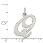 Sterling Silver Rhodium-Plated Initial Q Charm Elegant Large Design