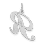 Sterling Silver Rhodium-Plated Script R Initial Charm Large Elegant Design