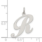 Sterling Silver Rhodium-Plated Script R Initial Charm Large Elegant Design