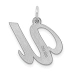 Sterling Silver Script Initial U Charm Rhodium-Plated Large