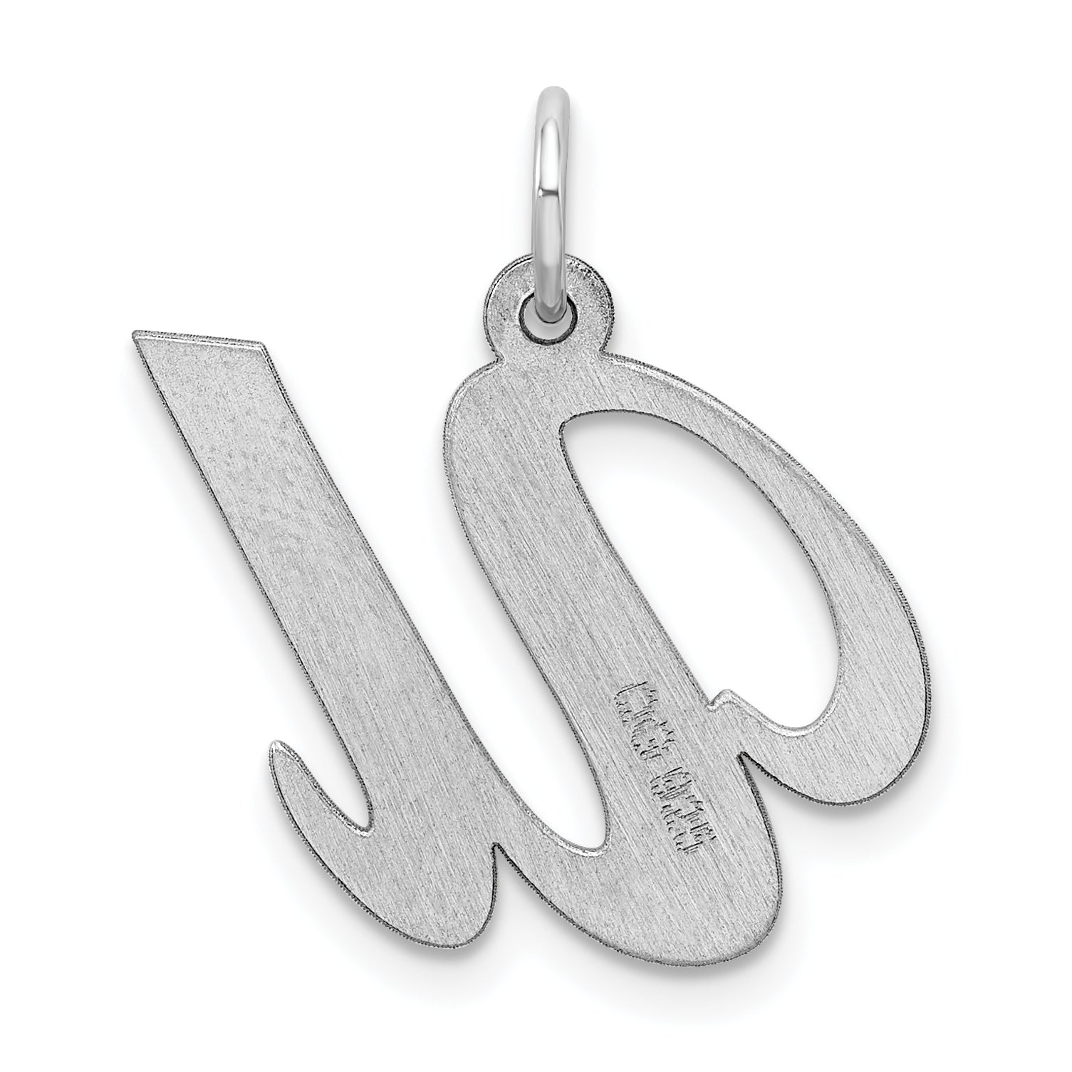 Sterling Silver Script Initial U Charm Rhodium-Plated Large
