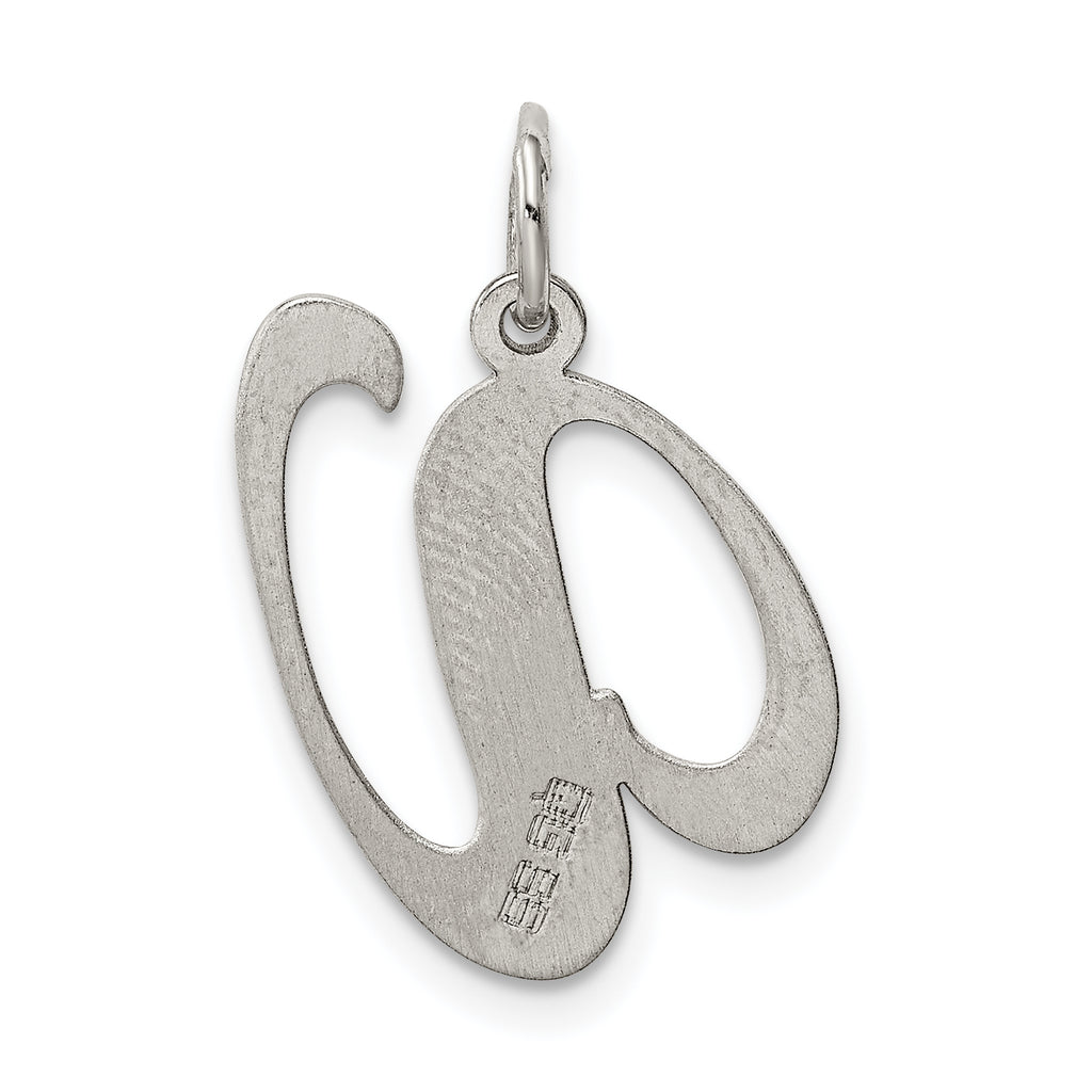 Sterling Silver Rhodium-Plated Initial V Charm Elegant Large Pendant Sophia Jewelers