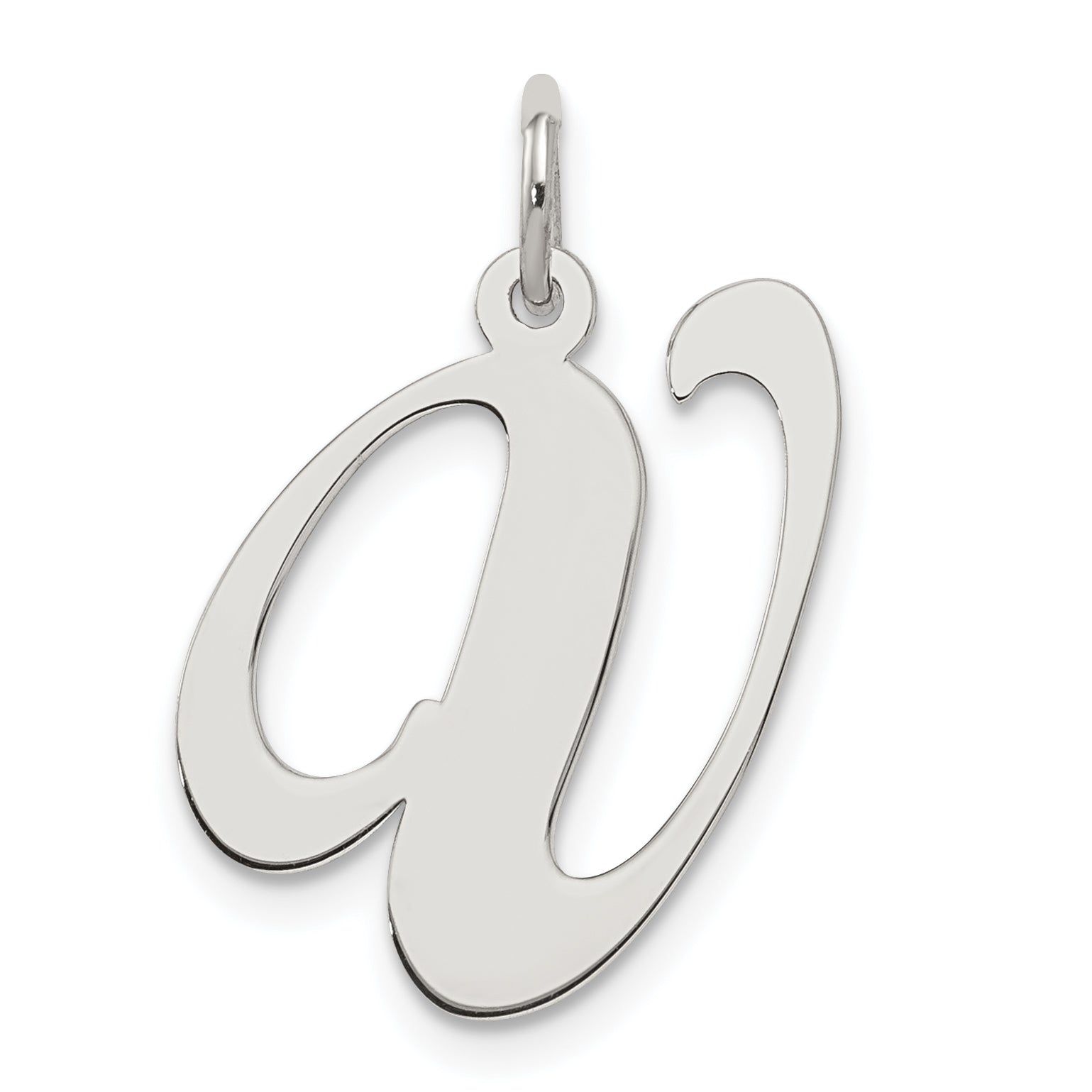 Sterling Silver Rhodium-plated Fancy Script Letter V Initial Charm Main image