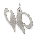 Sterling Silver Rhodium-Plated Initial W Charm with Elegant Script Design