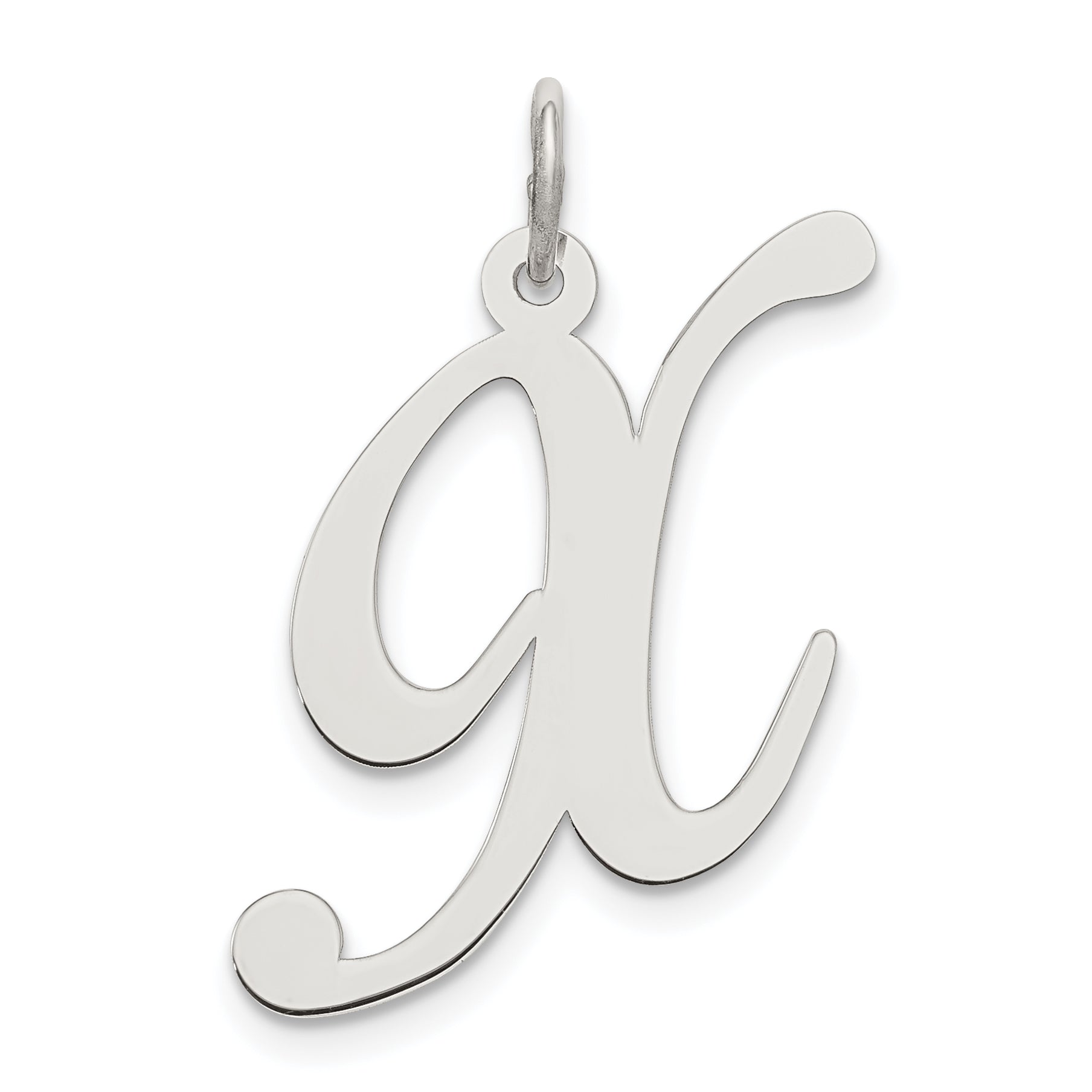 Sterling Silver Rhodium-plated Fancy Script Letter X Initial Charm Main image