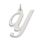 Sterling Silver Rhodium-plated Fancy Script Letter Y Initial Charm
