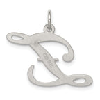 Sterling Silver 925 Large Initial Z Charm with Rhodium Finish