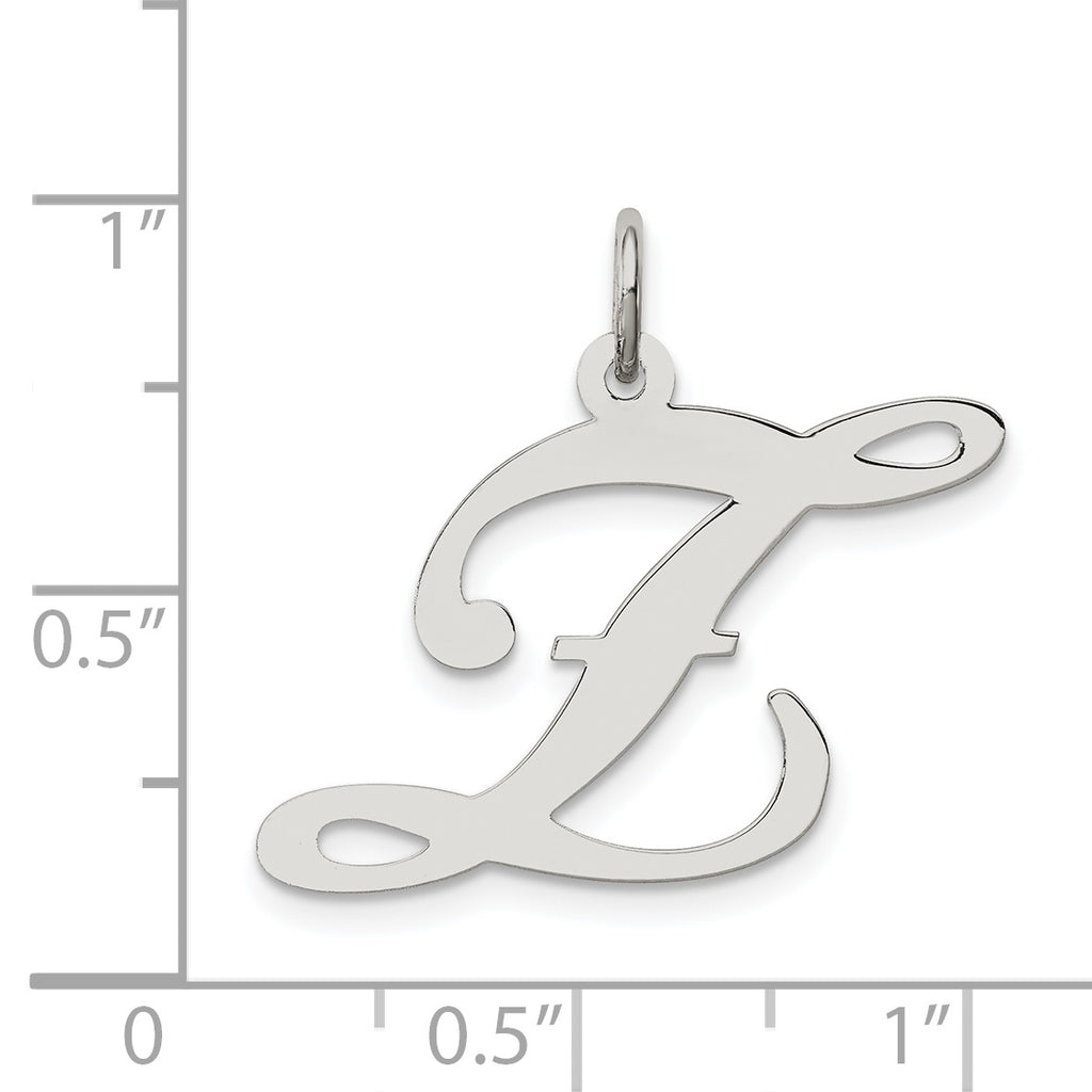 Sterling Silver 925 Large Initial Z Charm with Rhodium Finish
