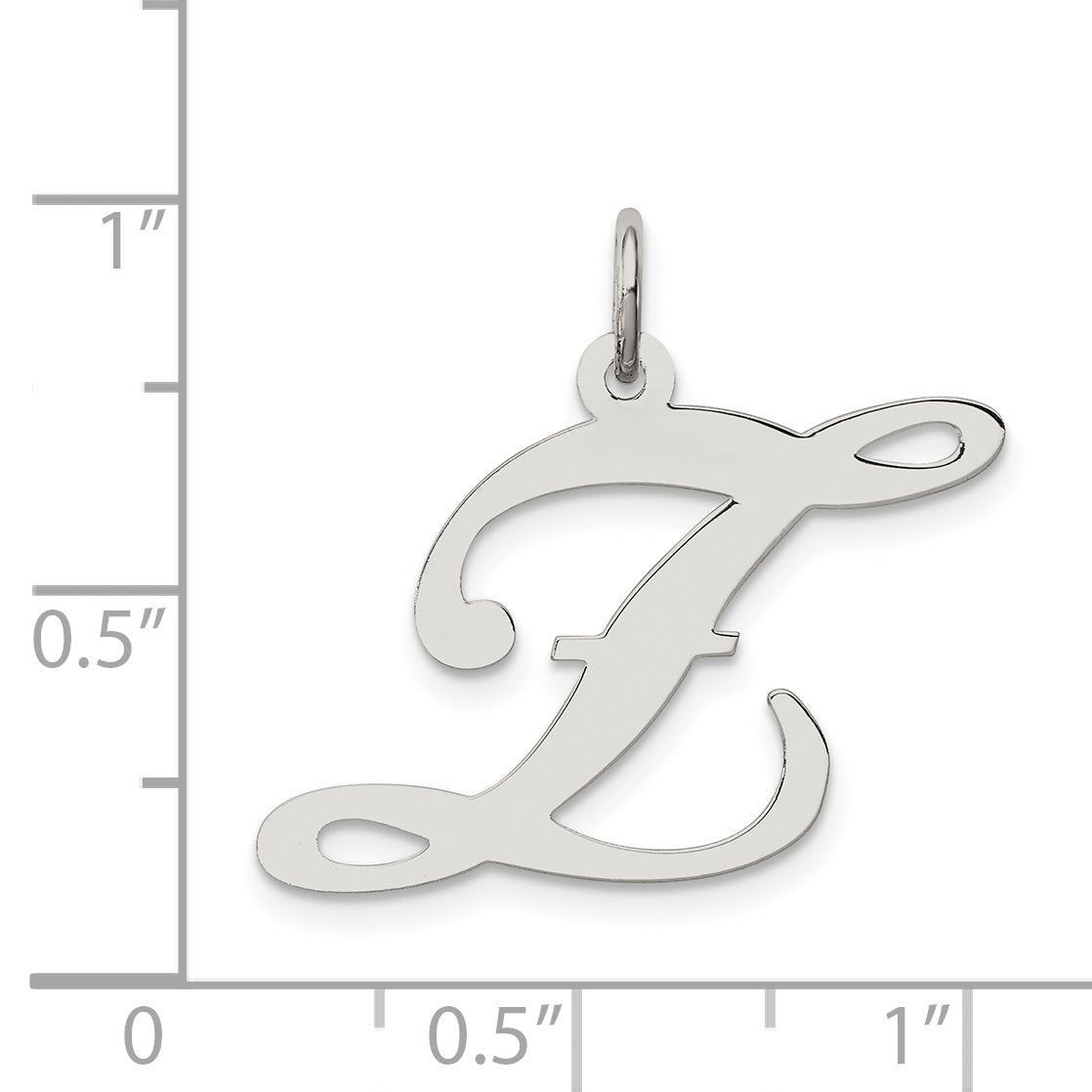Sterling Silver 925 Large Initial Z Charm with Rhodium Finish