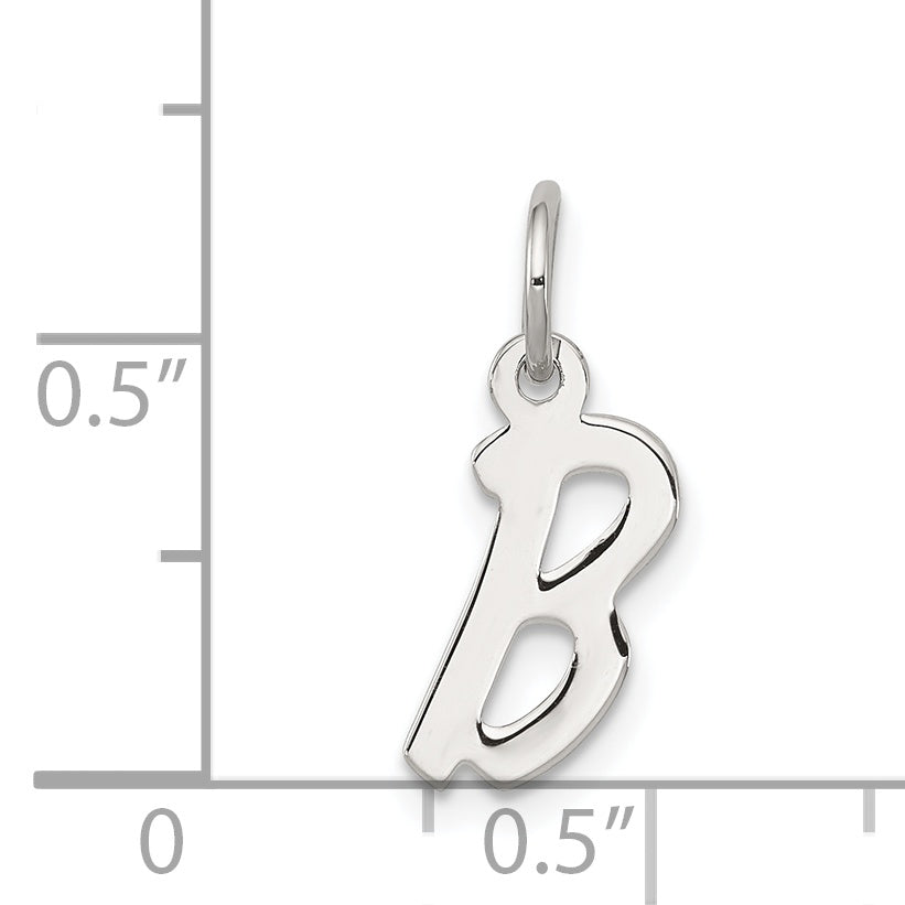 Sterling Silver 925 Initial B Charm Rhodium-Plated Elegant Design