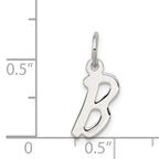 Sterling Silver 925 Initial B Charm Rhodium-Plated Elegant Design