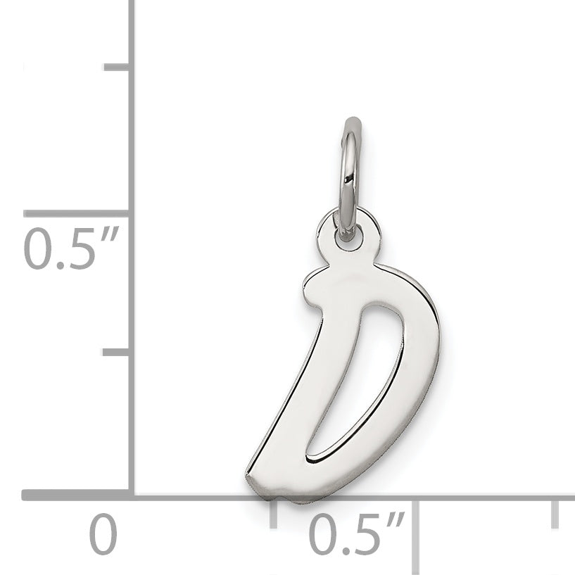Sterling Silver 925 Letter D Charm with Rhodium Elegance