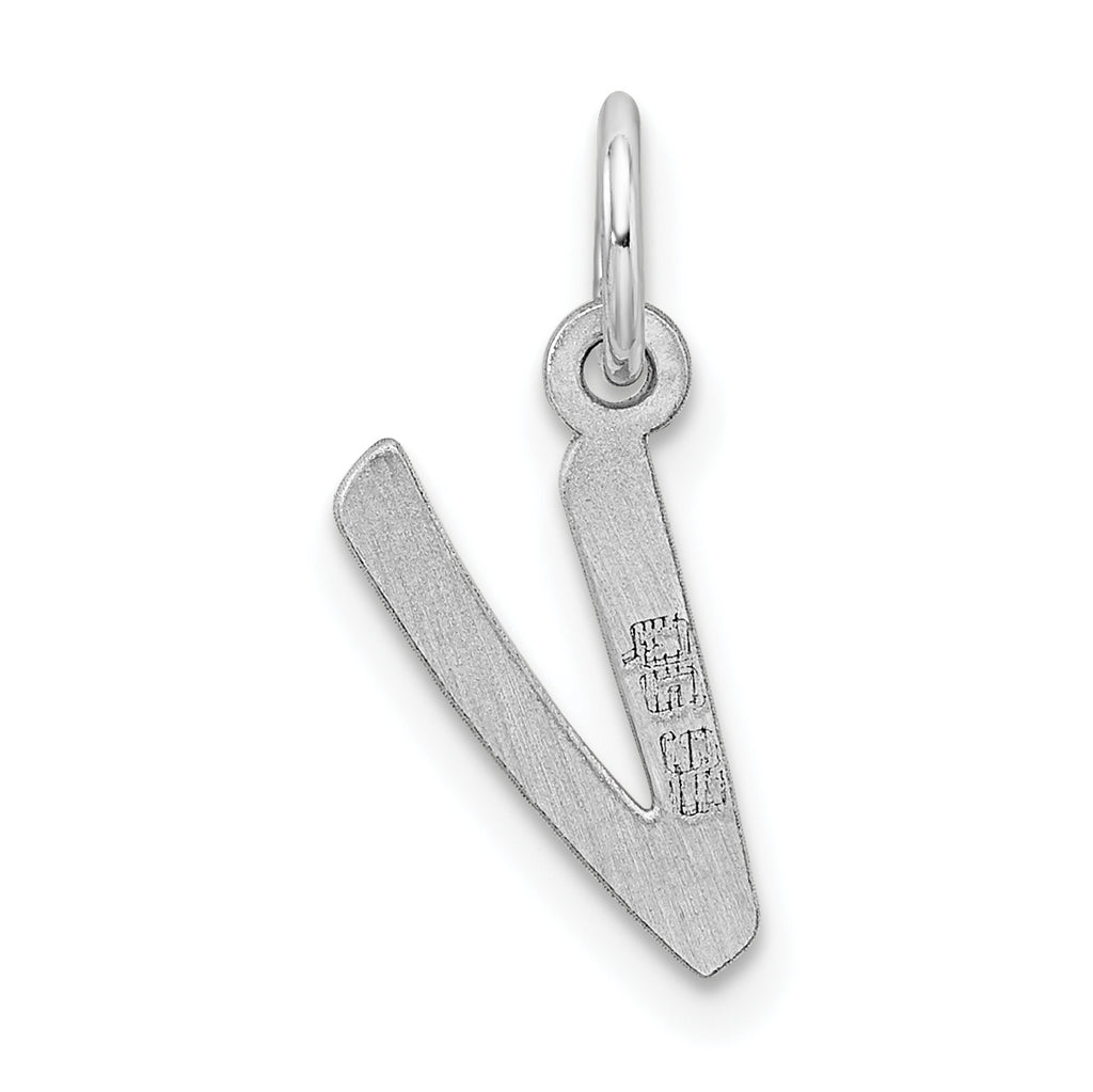 Sterling Silver 925 Rhodium-Plated Initial V Charm Elegant Pendant
