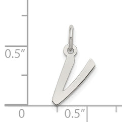 Sterling Silver 925 Rhodium-Plated Initial V Charm Elegant Pendant
