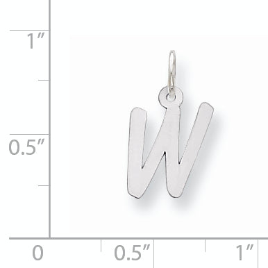 Sterling Silver Rhodium-Plated Initial W Charm 925 Elegance
