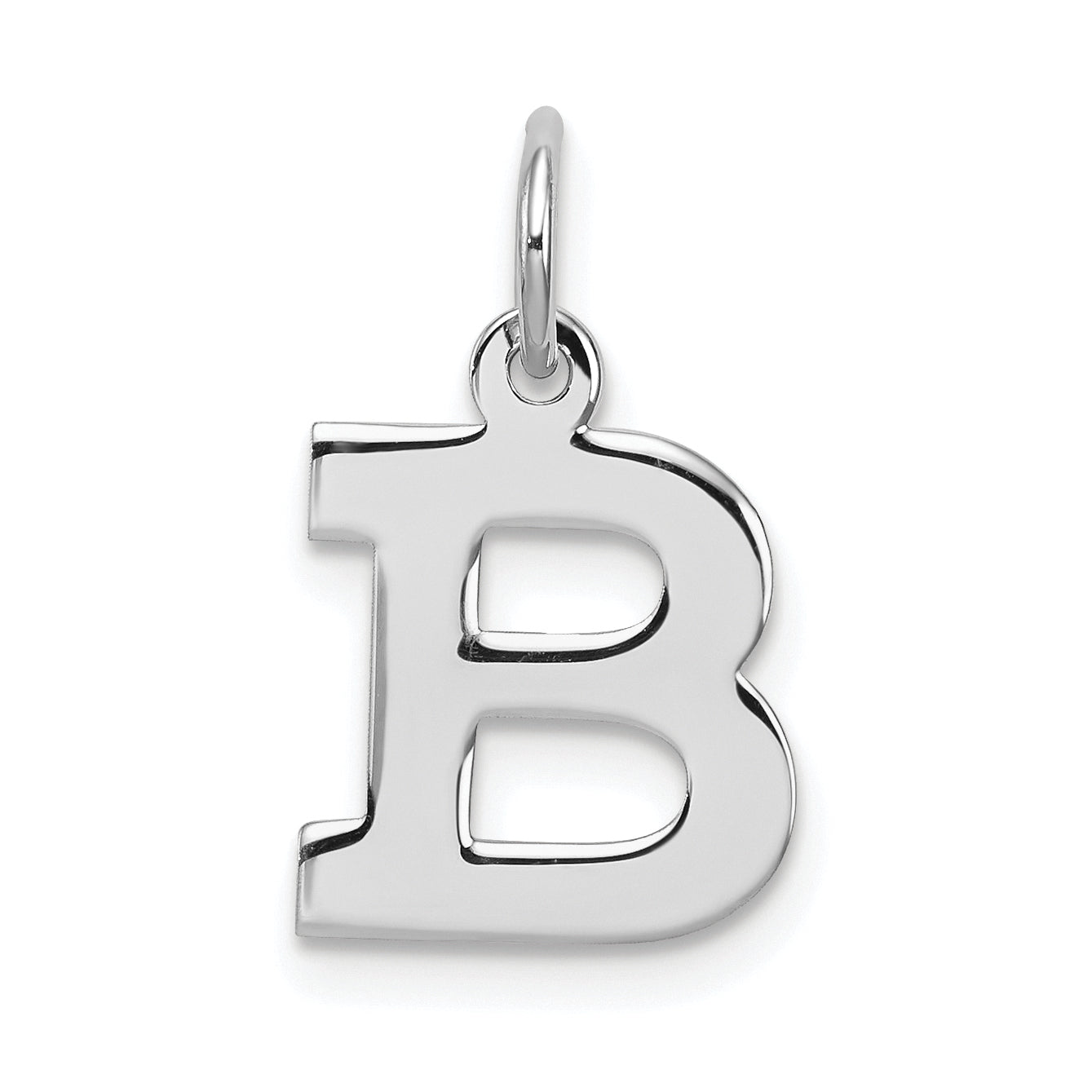 Sterling Silver Rhodium-plated Block Letter B Initial Charm Main image
