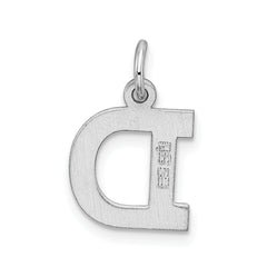 Sterling Silver Rhodium Block Letter D Charm Elegant Small Pendant