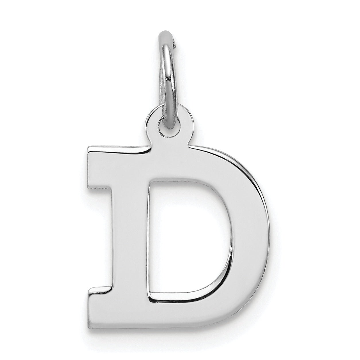 Sterling Silver Rhodium-plated Block Letter D Initial Charm Main image