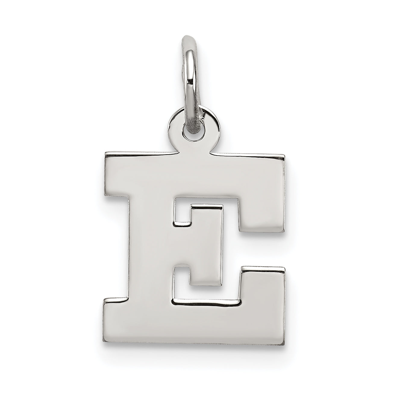 Sterling Silver Rhodium-plated Block Letter E Initial Charm Main image