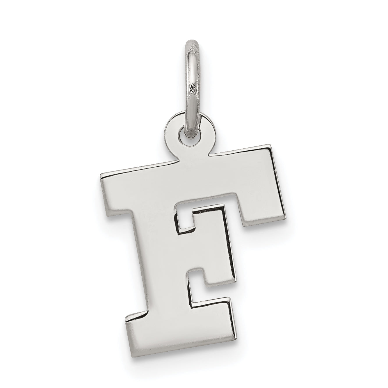 Sterling Silver Rhodium-plated Block Letter F Initial Charm Main image