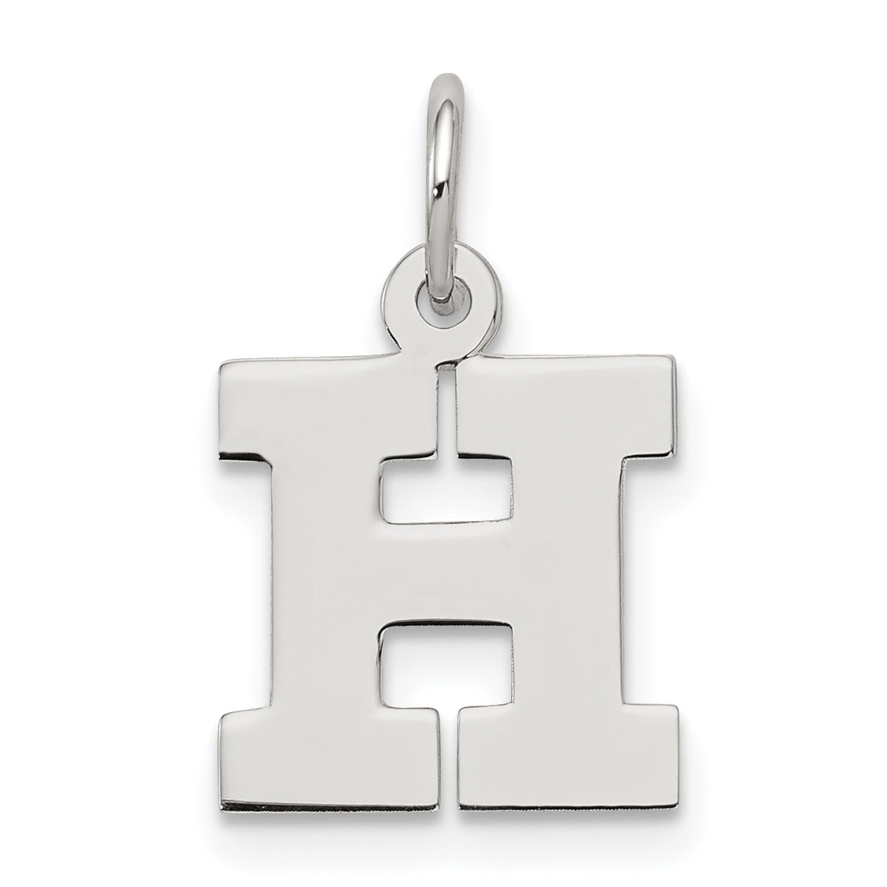Sterling Silver Rhodium-plated Block Letter H Initial Charm Main image