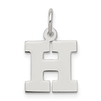 Sterling Silver Rhodium-plated Block Letter H Initial Charm