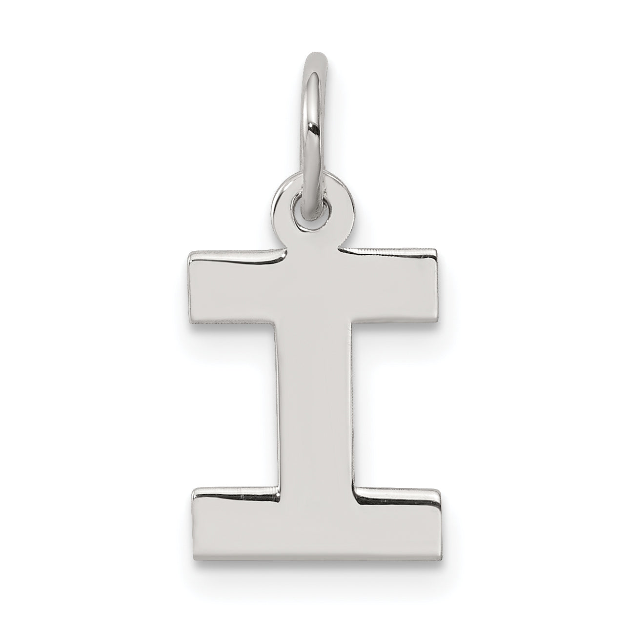 Sterling Silver Rhodium-plated Block Letter I Initial Charm Main image