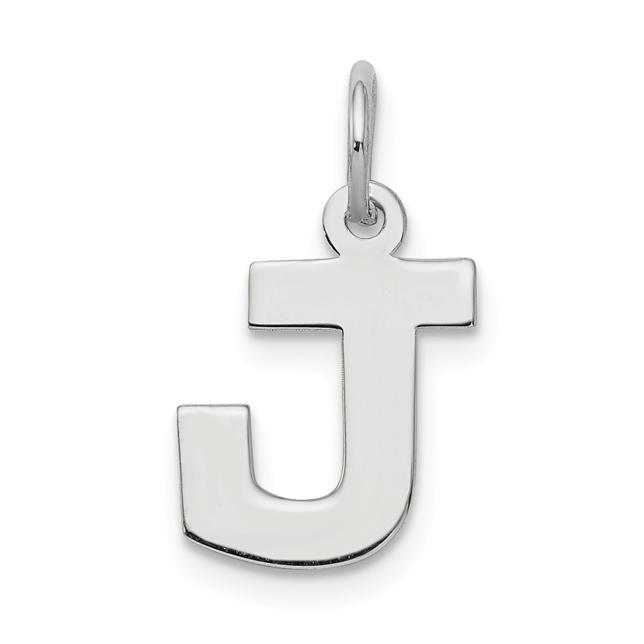 Sterling Silver Rhodium-plated Block Letter J Initial Charm Main image