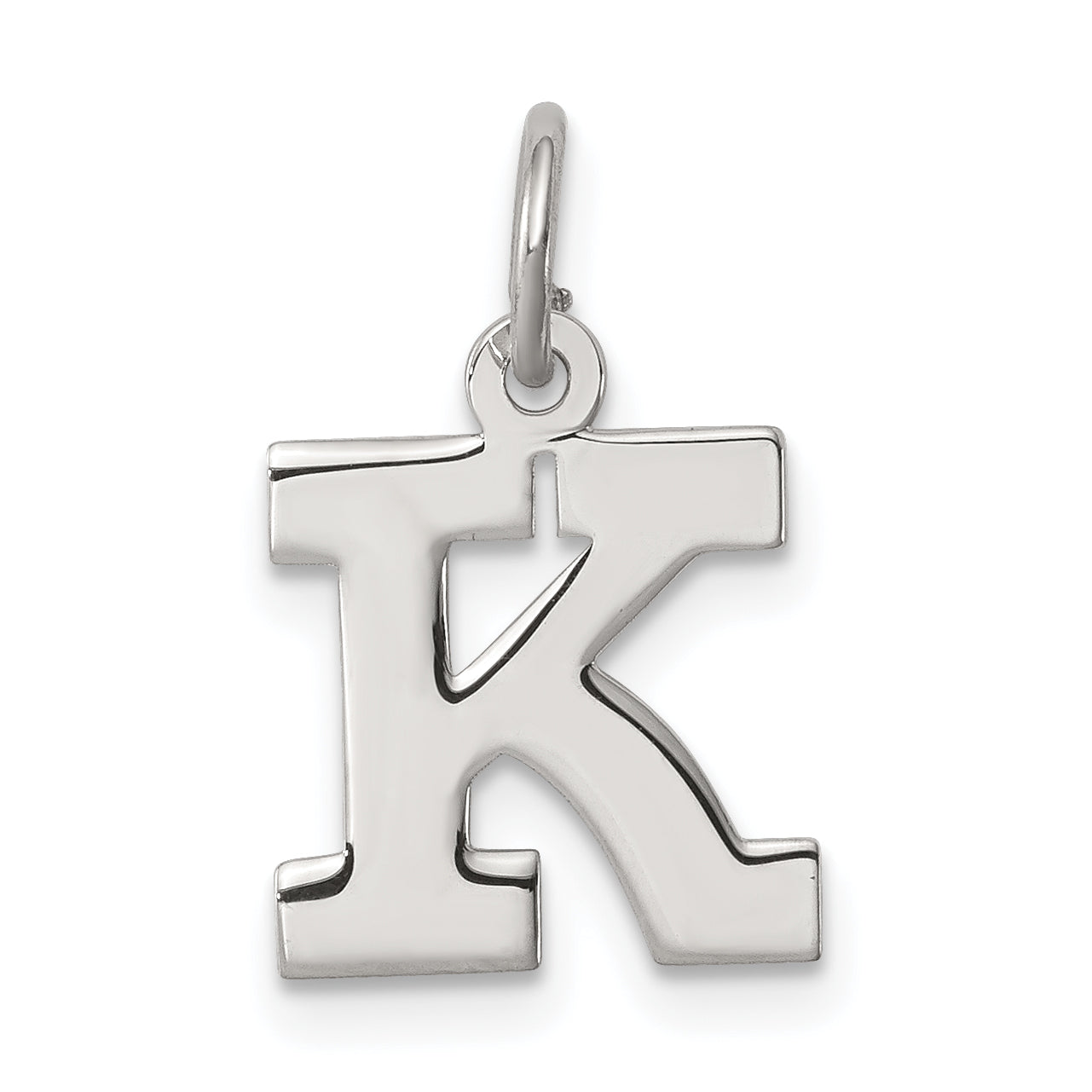 Sterling Silver Rhodium-plated Block Letter K Initial Charm Main image