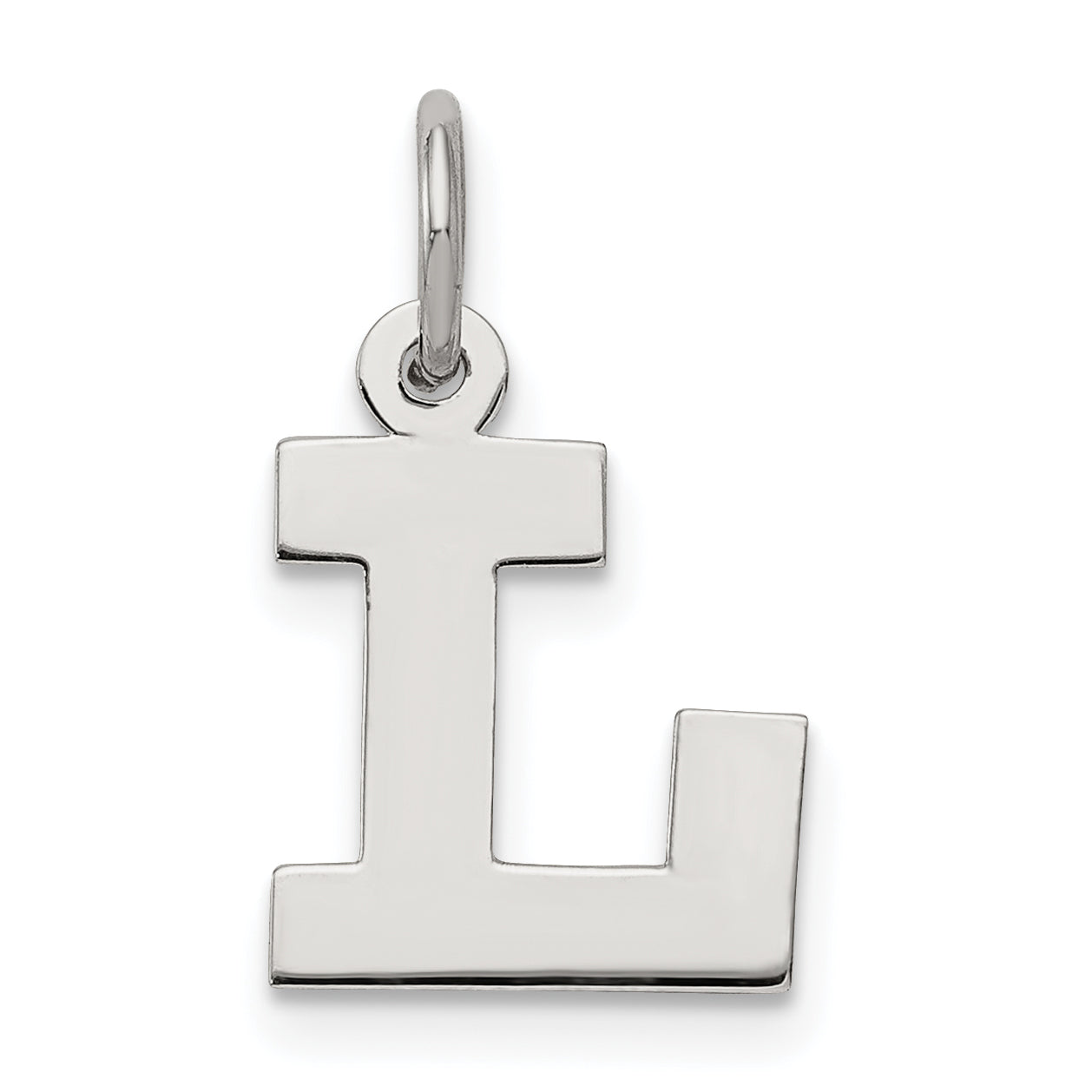 Sterling Silver Rhodium-plated Block Letter L Initial Charm Main image