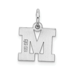 Sterling Silver 925 Initial M Charm with Rhodium Plating Elegance